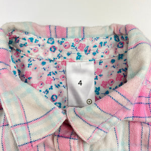 Girls Target, Australian flannel cotton long sleeve shirt, poppers, GUC, size 4,  