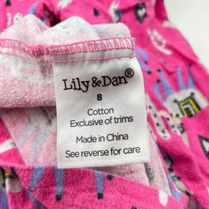 Girls Lily & Dan, flannel cotton winter pyjama top, FUC, size 8,  