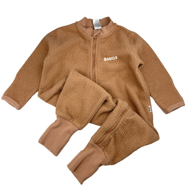 Unisex Bonds, teddy fleece zip coverall / romper, GUC, size 0,  