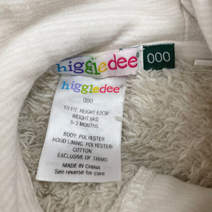 Unisex Higgledee, fleece zip coverall / romper, GUC, size 000,  