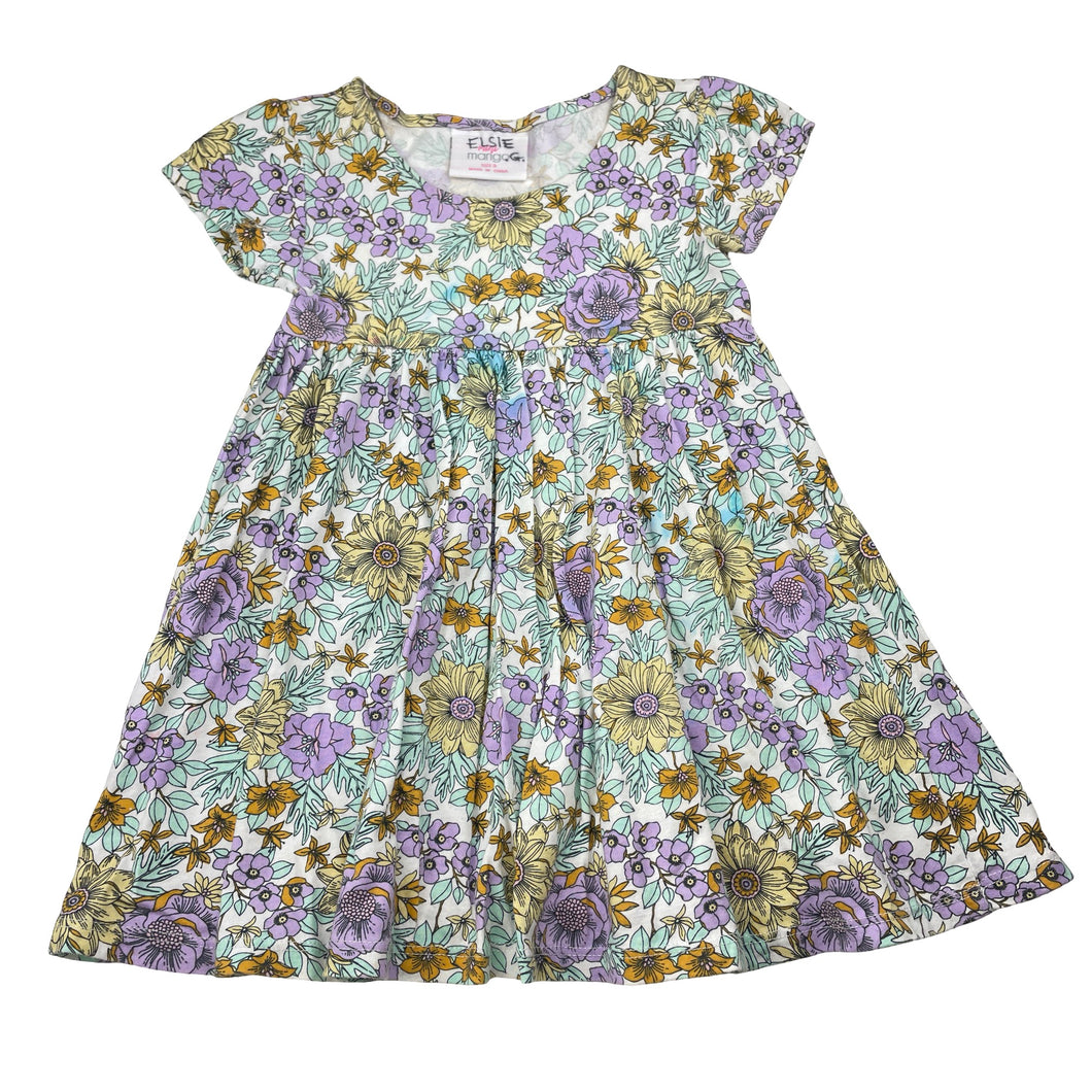 Girls Mango, floral cotton casual dress, FUC, size 3, L: 48cm