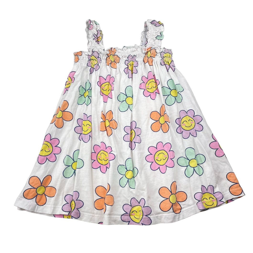 Girls Mango, floral cotton summer dress, GUC, size 2, L: 43cm