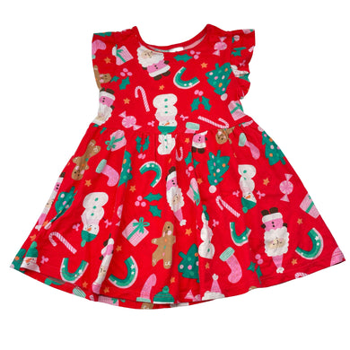 Girls Target, Aust cotton Christmas dress, EUC, size 1, L: 43cm