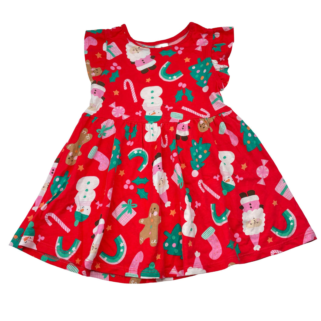 Girls Target, Aust cotton Christmas dress, EUC, size 1, L: 43cm
