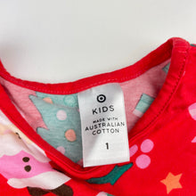 Load image into Gallery viewer, Girls Target, Aust cotton Christmas dress, EUC, size 1, L: 43cm