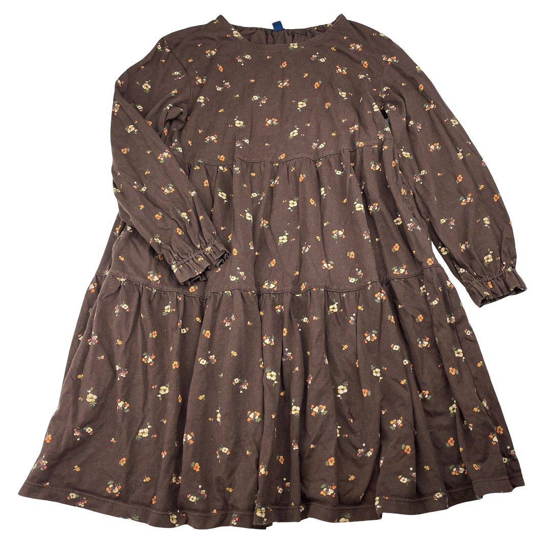 Girls Uniqlo, floral cotton long sleeve dress, GUC, size 5-6, L: 62cm