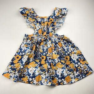 Girls lightweight, floral summer dress, GUC, size 1, L: 44cm