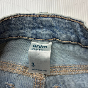 Girls Anko, blue stretch denim shorts, adjustable, GUC, size 3,  