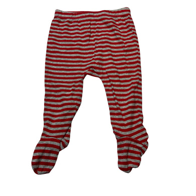 Unisex Marquise, red & grey cotton footed leggings / bottoms, GUC, size 00,  