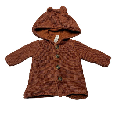 Unisex Dymples, lined knitted cotton hooded cardigan, wash fade, FUC, size 000,  