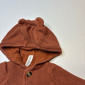 Unisex Dymples, lined knitted cotton hooded cardigan, wash fade, FUC, size 000,  