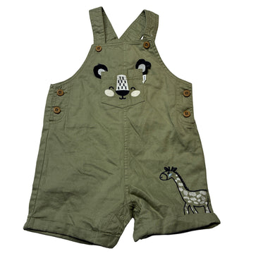 Boys Sprout, khaki cotton overalls / shortalls, small mark front hem, FUC, size 0,  