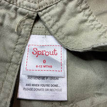 Load image into Gallery viewer, Boys Sprout, khaki cotton overalls / shortalls, small mark front hem, FUC, size 0,  