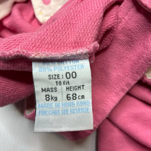 Girls LE BON, pink embroidered overalls, GUC, size 00,  