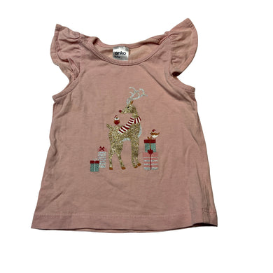 Girls Anko, cotton Christmas tee / top, EUC, size 00,  
