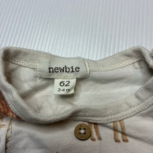 Unisex Newbie, cotton blend bodysuit / romper, jungle animals, GUC, size 000,  