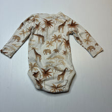 Load image into Gallery viewer, Unisex Newbie, cotton blend bodysuit / romper, jungle animals, GUC, size 000,  