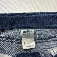 Load image into Gallery viewer, Unisex Anko, dark stretch denim jeans, adjustable, Inside leg: 24cm, GUC, size 1,  