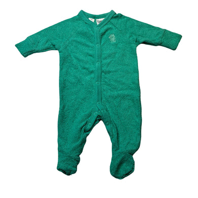 Unisex Dymples, green terry coverall / romper, EUC, size 0000,  