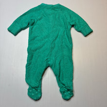 Load image into Gallery viewer, Unisex Dymples, green terry coverall / romper, EUC, size 0000,  