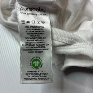 Girls purebaby, soft feel organic cotton singletsuit / romper, EUC, size 0000,  