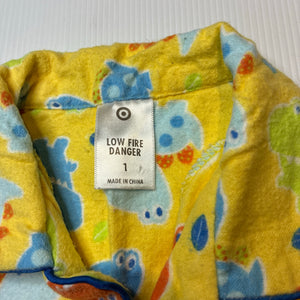 Unisex Target, flannel cotton pyjama top, dinosaurs, GUC, size 1,  
