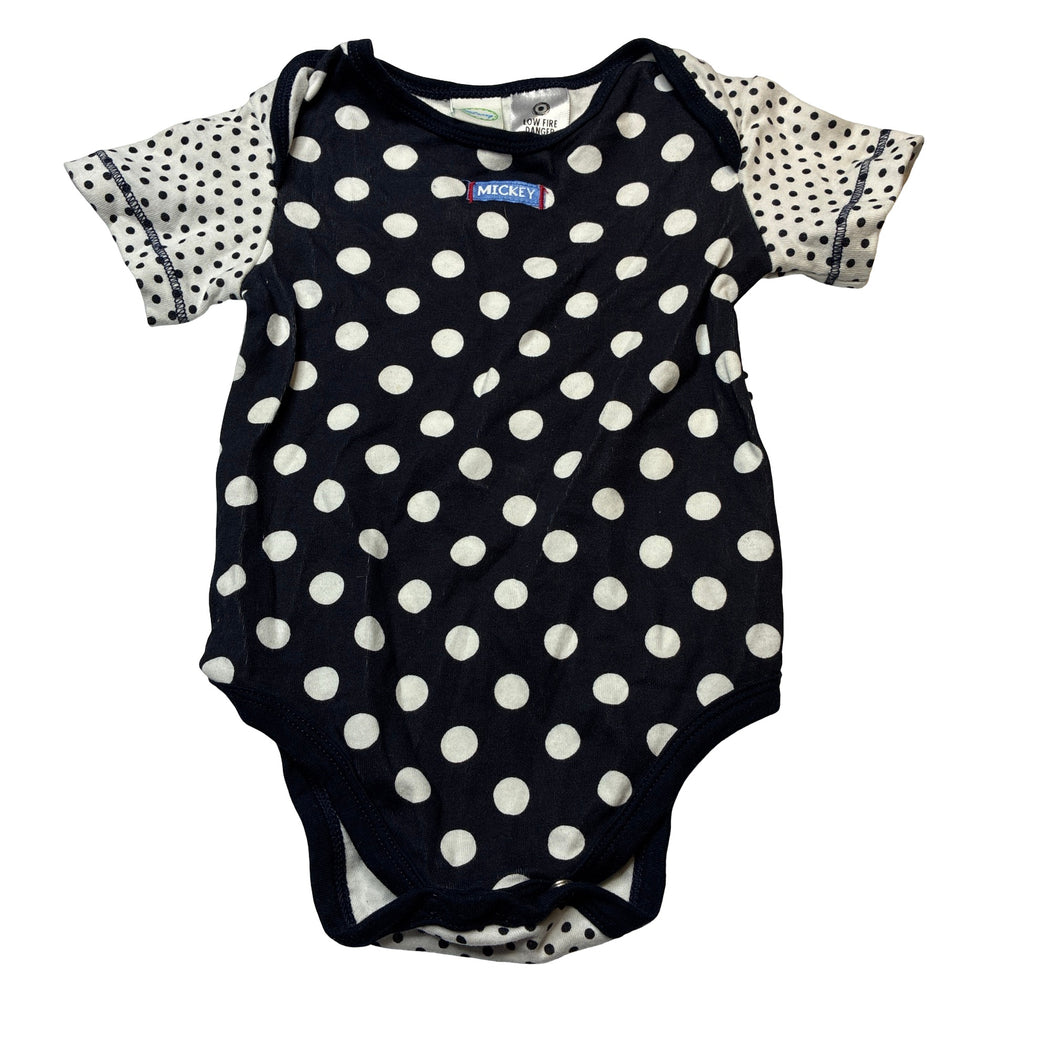 Unisex Disney, Mickey Mouse navy cotton bodysuit / romper, FUC, size 00,  
