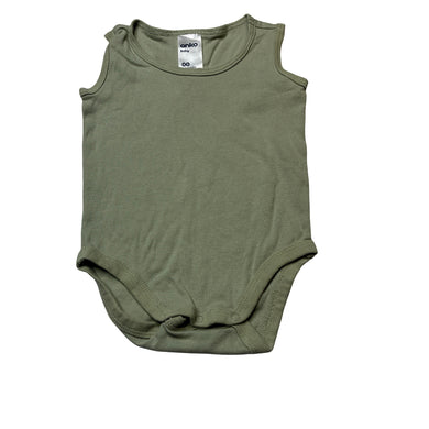 Unisex Anko, green cotton singletsuit / romper, GUC, size 00,  