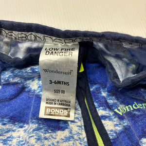 Boys Bonds, zip wondersuit / zippy / romper, wash fade, FUC, size 00,  