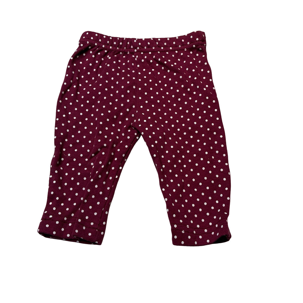 Girls HB, spotted cotton leggings / bottoms, elasticated, EUC, size 000,  