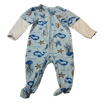 Unisex KIDDING AROUND, stretchy zip coverall / romper, EUC, size 000,  