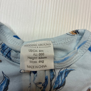 Unisex KIDDING AROUND, stretchy zip coverall / romper, EUC, size 000,  