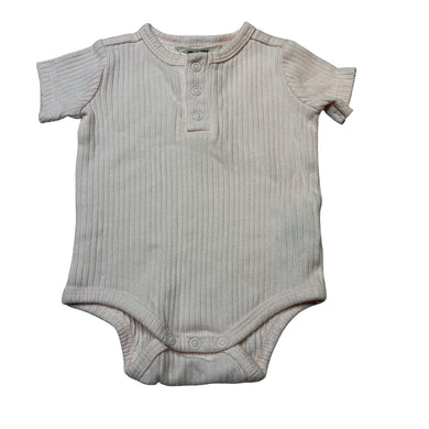 Girls Cotton On, pink ribbed cotton bodysuit / romper, EUC, size 000,  