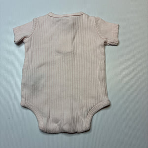 Girls Cotton On, pink ribbed cotton bodysuit / romper, EUC, size 000,  