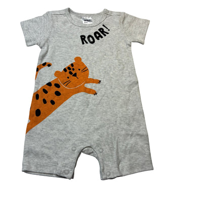 Boys Anko, grey cotton romper, tiger, EUC, size 00,  