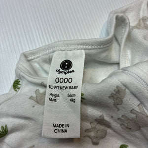 Unisex Dymples, organic cotton zip coverall / romper, FUC, size 0000,  