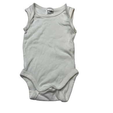 Unisex Anko, white cotton singletsuit / romper, EUC, size 000,  