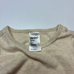 Unisex Anko, soft cotton bodysuit / romper, EUC, size 000,  