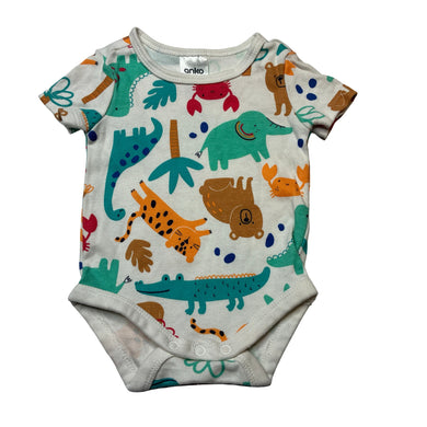 Unisex Anko, colourful cotton bodysuit / romper, EUC, size 0000,  
