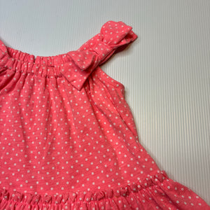 Girls Baby Charlie & Me, pink & white spot summer dress, GUC, size 0, L: 38cm