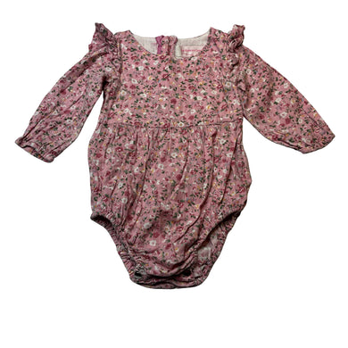 Girls La Sienna Couture, floral cotton ruffle romper, GUC, size 0,  