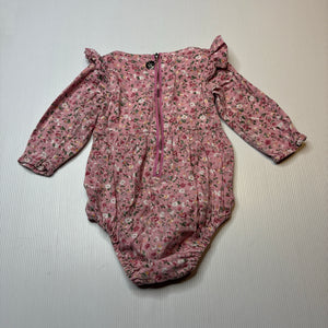 Girls La Sienna Couture, floral cotton ruffle romper, GUC, size 0,  