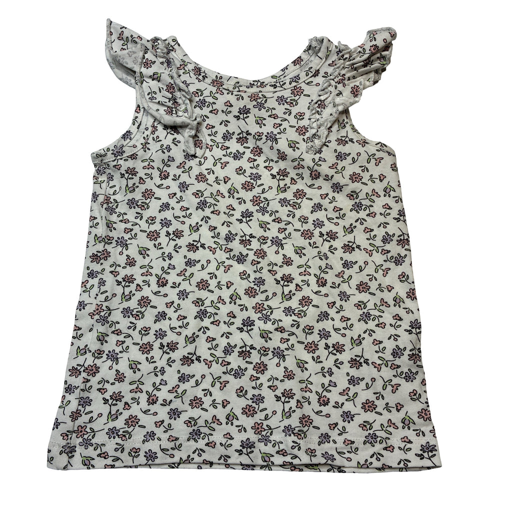 Girls Dymples, stretchy organic cotton blend floral top, EUC, size 0,  