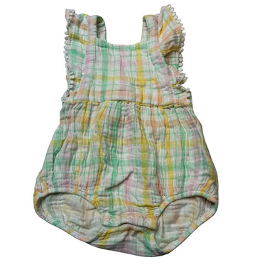 Girls Dymples, lightweight crinkle cotton summer romper, EUC, size 0,  