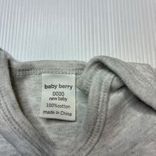 Load image into Gallery viewer, Unisex Baby Berry, grey cotton bodysuit / romper, EUC, size 0000,  