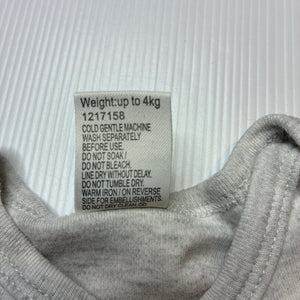 Unisex Baby Berry, grey cotton bodysuit / romper, EUC, size 0000,  