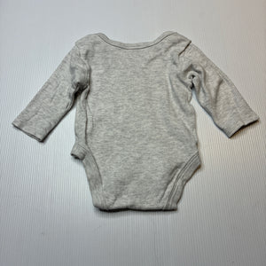 Unisex Baby Berry, grey cotton bodysuit / romper, EUC, size 0000,  