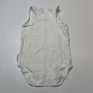 Unisex Bonds, white stretchy singletsuit romper, EUC, size 000,  