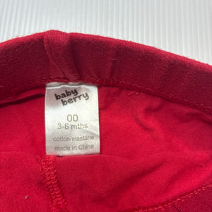 Girls Baby Berry, red stretchy leggings / bottoms, GUC, size 00,  