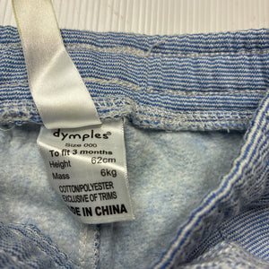 Boys Dymples, fleece lined pants / bottoms, elasticated, EUC, size 000,  